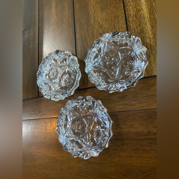 Set of 3 Vintage Crystal Cut Glass Ash Trays - Picture 8 of 11